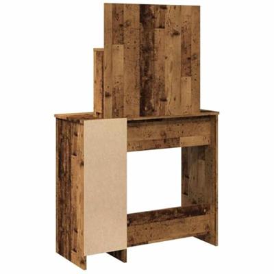 Kaptafel met LED-verlichting 86,5x35x136 cm oud houtkleurig Kaptafel met LED-verlichting 86,5x35x136 cm oud houtkleurig