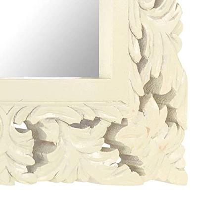 VidaXL Spiegel handgesneden 50x50 cm massief mangohout wit