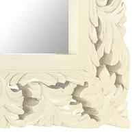 VidaXL Spiegel handgesneden 50x50 cm massief mangohout wit - thumbnail