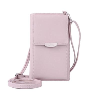 Zomer vrouwen telefoon schoudertas PU lederen geld portemonnee mini keten mobiele Cross Body Tas (roze)