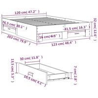 Bedframe met lades bewerkt hout grijs sonoma eiken 120x200 cm - thumbnail