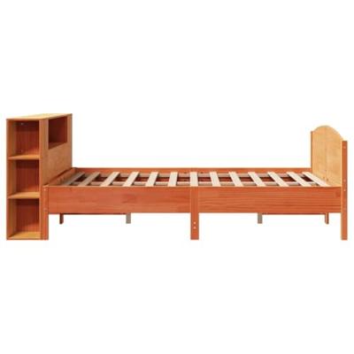 Bed met boekenkast zonder matras grenenhout wasbruin 160x200 cm