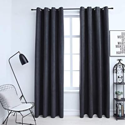 VidaXL Gordijnen verduisterend met ringen 2 st 140x225 cm antraciet