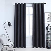 VidaXL Gordijnen verduisterend met ringen 2 st 140x225 cm antraciet - thumbnail