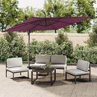 VidaXL Zweefparasol met led-verlichting 400x300 cm bordeauxrood - thumbnail