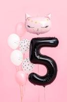 Folieballon Cijfer 5 Zwart (86cm) - thumbnail