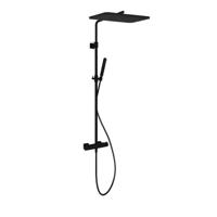 Thermostatische Stortdoucheset Hotbath Gal 128 cm Met Hoofddouche 40 cm Mat Zwart - thumbnail