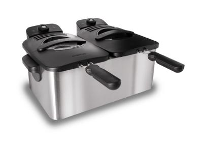 Inventum GF461 friteuse Frituurpan 5 l Dubbel Zwart, Roestvrijstaal Vrijstaand 3600 W