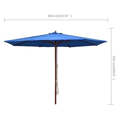 VidaXL Parasol met houten paal 350 cm blauw