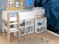 Samengesteld bed FINNEAS 90x200 cm wit/jackson eik - thumbnail