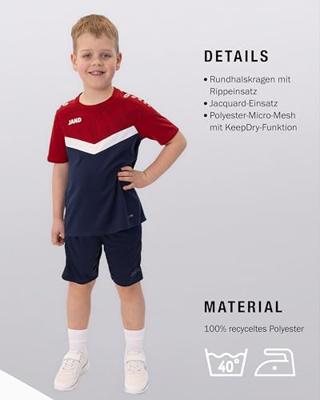 JAKO 6124K T-Shirt Iconic Kids - Marine/Chillrood - 140