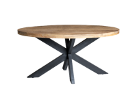 Sohome Ovale Eettafel 'Yannick' Mango met staal, 160 x 80cm - thumbnail