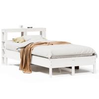 Bedframe zonder matras massief grenenhout wit 140x190 cm - thumbnail