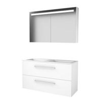 Basic-Line Premium 46 Badkamermeubelset - 120 x 46 cm - Met Grepen - 2 Lades - Acryl Wastafel - 2 Kraangaten - Spiegelkast met LED Verlichting - Ice White - thumbnail