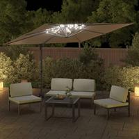VidaXL Zweefparasol met led-verlichting 400x300 cm taupe - thumbnail