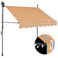 Luifel handmatig uitschuifbaar met LED 100 cm geel en blauw - thumbnail