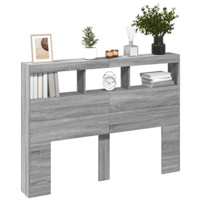 Hoofdbordkast met LED-verlichting 140x17x102 cm grijs sonoma Hoofdbordkast met LED-verlichting 140x17x102 cm grijs sonoma