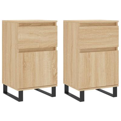 Dressoirs 2 st 40x35x70 cm bewerkt hout sonoma eikenkleurig