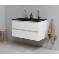 On-Line Onderkast - 100 cm - Voorgemonteerd - Ladestructuur - Acryl Wastafel - 2 Kraangaten - Hoogglans Wit - thumbnail