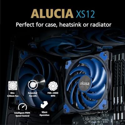 Akasa Alucia XS12 Computer behuizing Koelplaat/radiatoren Zwart 1 stuk(s)