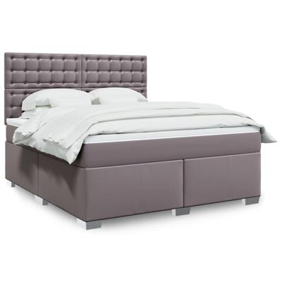 Boxspring met matras kunstleer grijs 180x200 cm