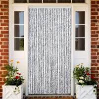 VidaXL Vliegengordijn 100x220 cm chenille wit en grijs - thumbnail