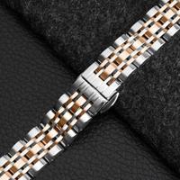 By Qubix - Metalen schakelbandje - Zilver met rosé goud - Compatible met Garmin Lily 2 - Compatible Garmin bandje - thumbnail