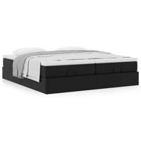 Ottoman bed met matrassen 200x200cm kunstleer zwart - thumbnail