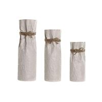 Set van 3 Vazen Home ESPRIT Beige Metaal Touw 17 x 17 x 54 cm (3 Onderdelen) - thumbnail