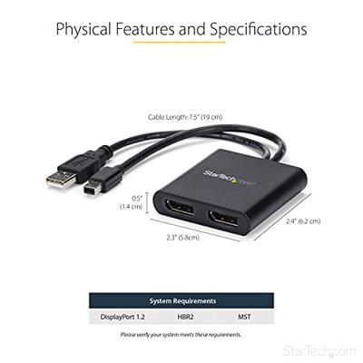 StarTech.com Mini DisplayPort naar DisplayPort multi-monitor splitter - 2 poorts MST hub