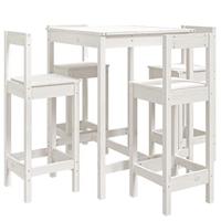 5-delige Barset massief grenenhout wit - thumbnail