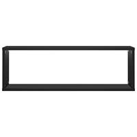 Wandschappen kubus 2 st 80x15x26,5 cm spaanplaat zwart - thumbnail