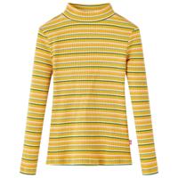 Kindershirt met lange mouwen lage col 104 gestreept okerkleurig - thumbnail