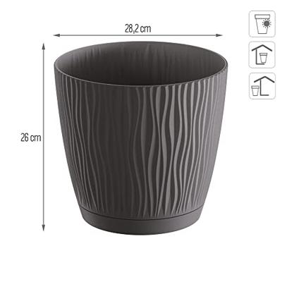 Prosperplast Plantenpot - kunststof - antraciet - D28 x H26 cm Prosperplast Plantenpot - kunststof - antraciet - D28 x H26 cm