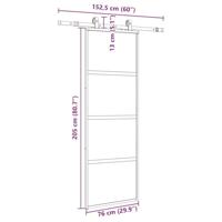 Schuifdeur met beslagset 76x205 cm gehard glas zwart - thumbnail