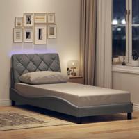 Bedframe met LED zonder matras 90x200 cm stof lichtgrijs - thumbnail