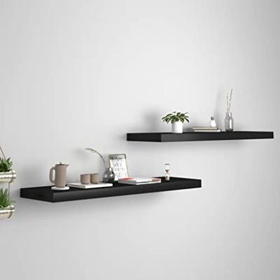 VidaXL Wandschappen zwevend 2 st 90x23,5x3,8 cm mdf zwart VidaXL Wandschappen zwevend 2 st 90x23,5x3,8 cm mdf zwart