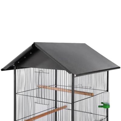 VidaXL Vogelkooi met dak staal zwart 66x66x155 cm