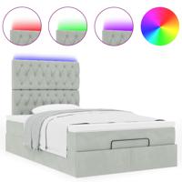 Ottoman bed met matrassen en LED's 160x200cm fluweel lichtgrijs - thumbnail