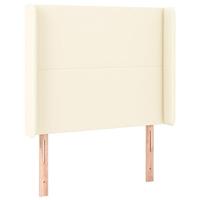 Hoofdbord met randen 93x16x118/128 cm kunstleer crèmekleurig - thumbnail