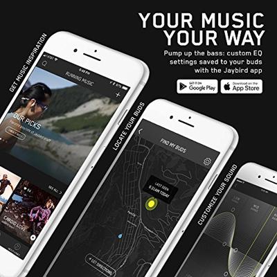 Jaybird Run Draadloze in-ear hoofdtelefoon, Bluetooth, zweetbestendig en waterdicht, 12 uur batterijduur, Sport-Fit, smartphone/tablet/iOS/Android - Jet/zwart