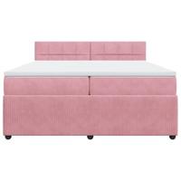 Boxspring met matras fluweel roze 200x200 cm - thumbnail