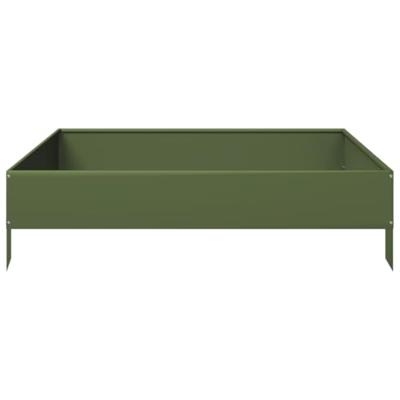 VidaXL Plantenbak verhoogd 100x100x26 cm staal olijfgroen
