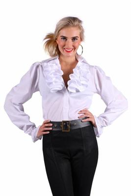 Blouse dame met jabot luxe wit