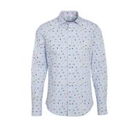 A fish named Fred slim fit overhemd met all over print lichtblauw - thumbnail