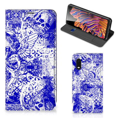 Mobiel BookCase Samsung Xcover Pro Angel Skull Blauw Mobiel BookCase Samsung Xcover Pro Angel Skull Blauw