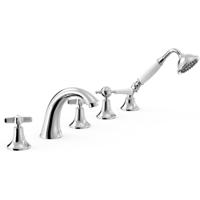 Badrandkraan Tres Clasic Mengkraan Gebogen Incl. Omstelknop en Handdouche Chroom Tres - thumbnail