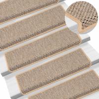 VidaXL Trapmatten zelfklevend 15 st sisal-look 65x21x4 cm lichtbeige - thumbnail
