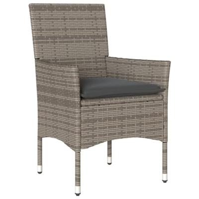 7-delige Tuinset met kussens poly rattan en acaciahout grijs