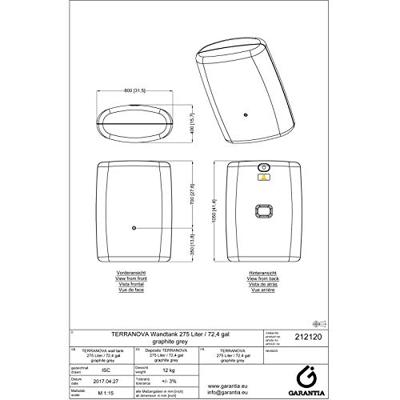 Garantia Terra regenton 275 liter antraciet Garantia Terra regenton 275 liter antraciet